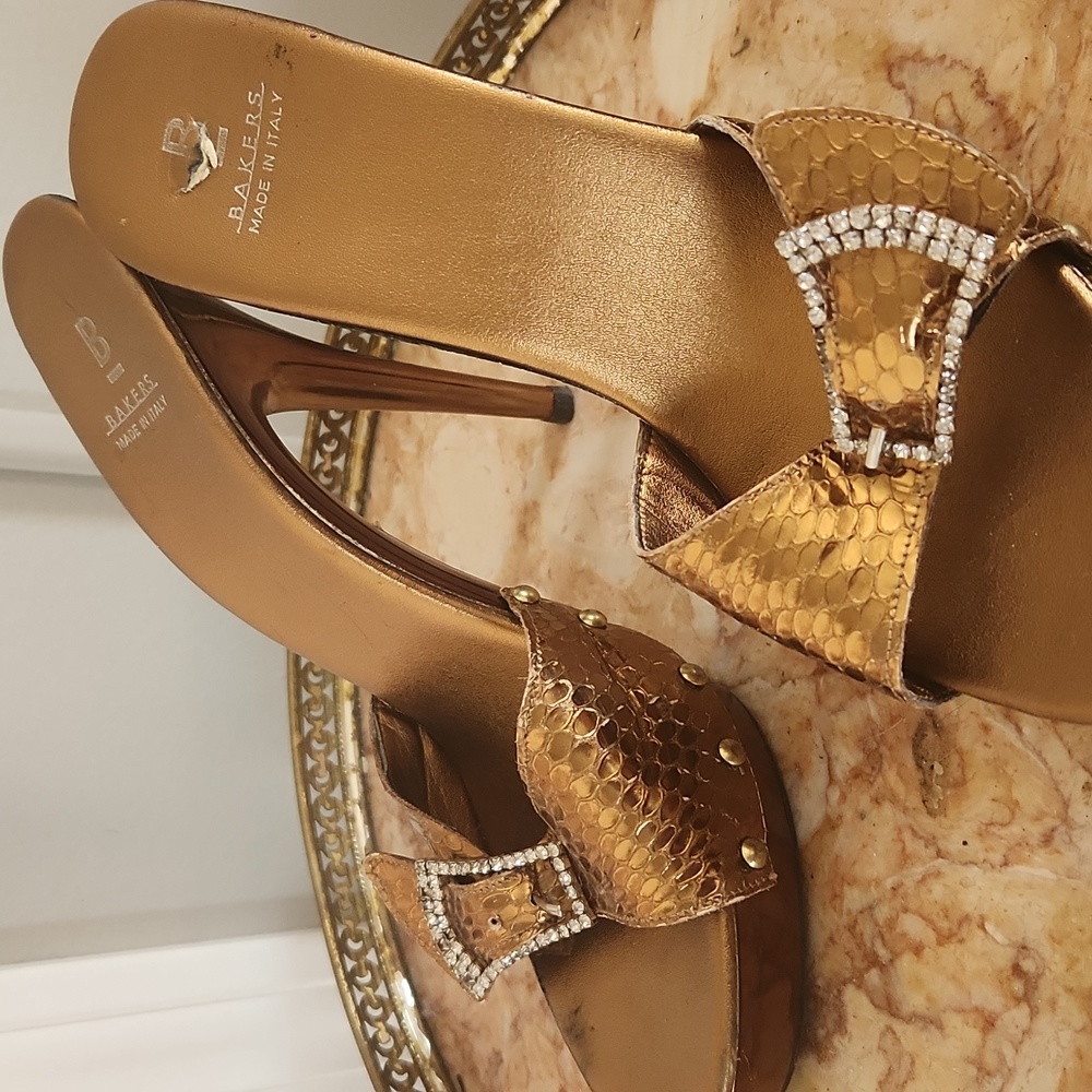 Bakers metallic Gold stiletto mules